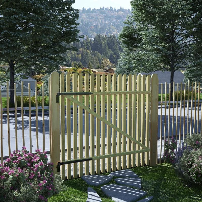 Vidaxl portail de jardin en piquets bois de pin imprégné 100x100 cm 45140_0
