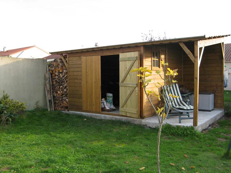 Abri de jardin en bois sur mesure 317x311 avec auvent 317x152 - Référence 6/77_0