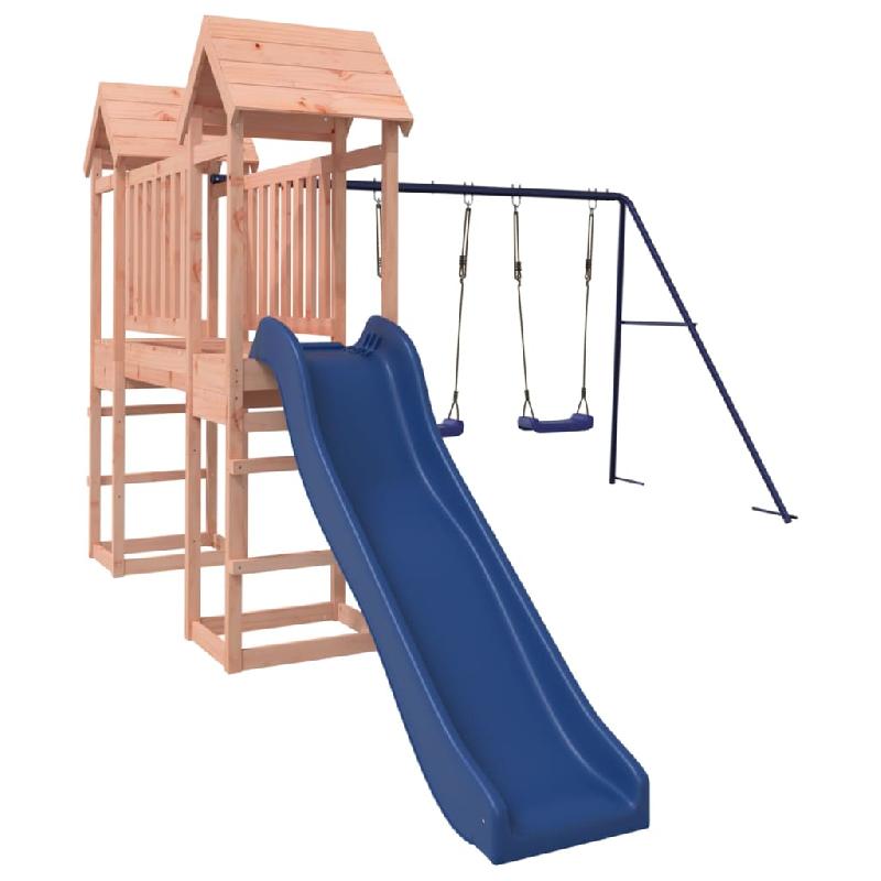 AIRE DE JEUX D\'EXTÉRIEUR BALANÇOIRES TOBOGGAN PORTIQUES ROBUSTE JEUX JARDIN 308 X 393 X 194 CM BOIS MASSIF DE DOUGLAS 02_0004732_0