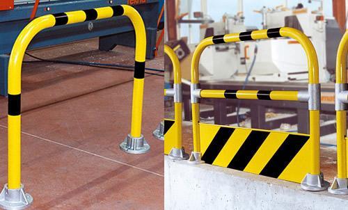 Arceau de protection industriel - Tube acier Ø50 - Jaune RAL 1021 avec bandes noires - Conforme directive CE 92/58_0