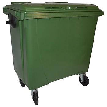 Bac de collecte roulant en plastique 770L - vert/vert - 4 roues avec freins - normes EN 840.1/5/6_0