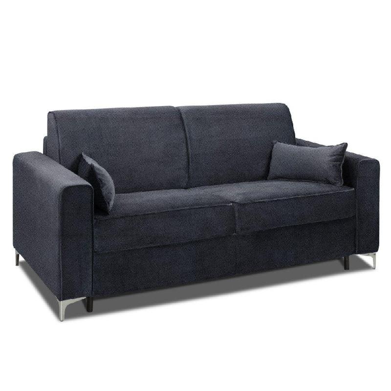 CANAPÉ CONVERTIBLE EXPRESS JACKSON 140CM COMFORT BULTEX® 12CM SOMMIER LATTES RENATONISI VELOURS  BLEU NAVY_0