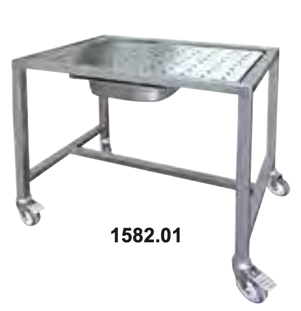 Chariot de dessouvidage en inox - structure robuste avec roulettes pivotantes et accessoires inclus_0