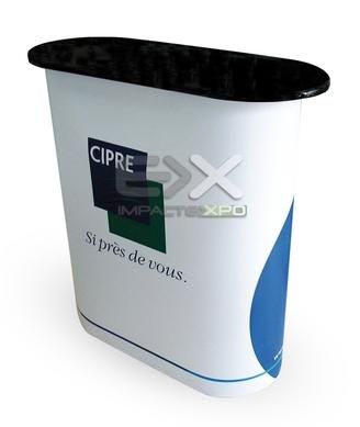 Comptoir d'accueil simple - structure aluminium magnétique - plateau bois vernis noir ou chêne clair - idéal salons et foires_0