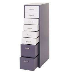 Décoshop26 - Caisson à tiroirs sur roulettes rangement bureau 8 tiroirs 110x28x41cm en acier gris foncé blanc-noir gris foncé 04_0004359 - blanc 3_0