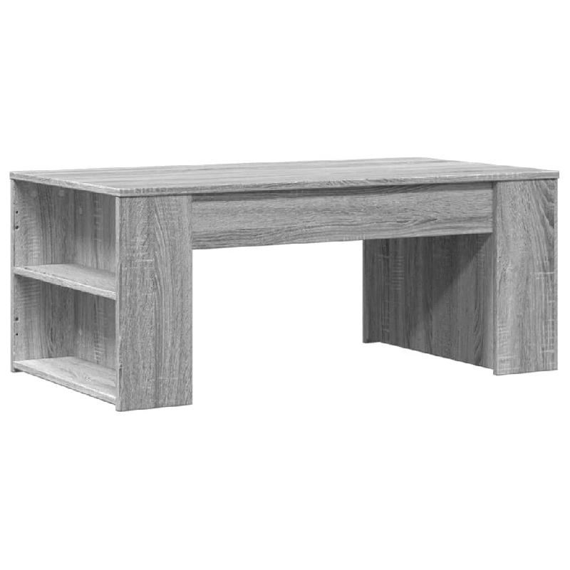 Décoshop26 - Table basse avec étagères 102 x 55 x 42 cm bois d'ingénierie gris DEC039996 - gris Bois massif 3000264700118_0