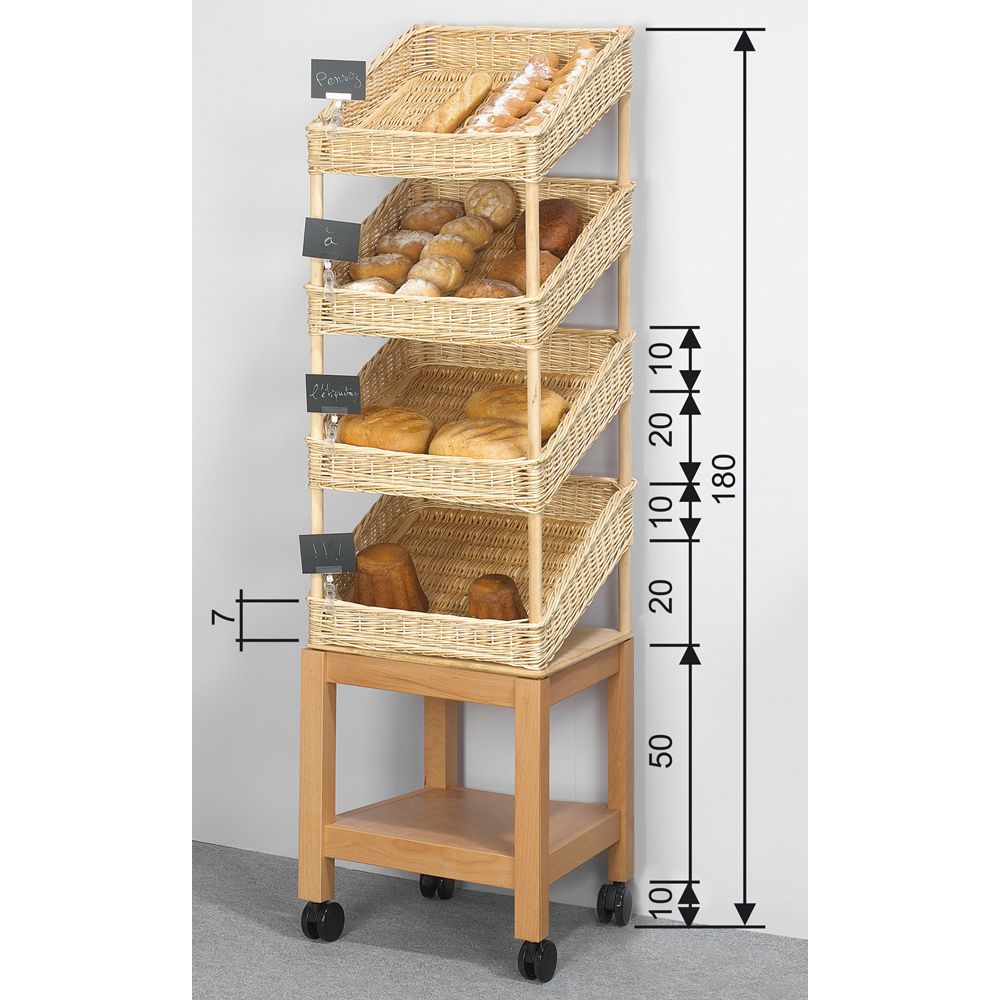 Étagère mobile Guardian Gourmand - hêtre massif, osier blanc et rotin_0
