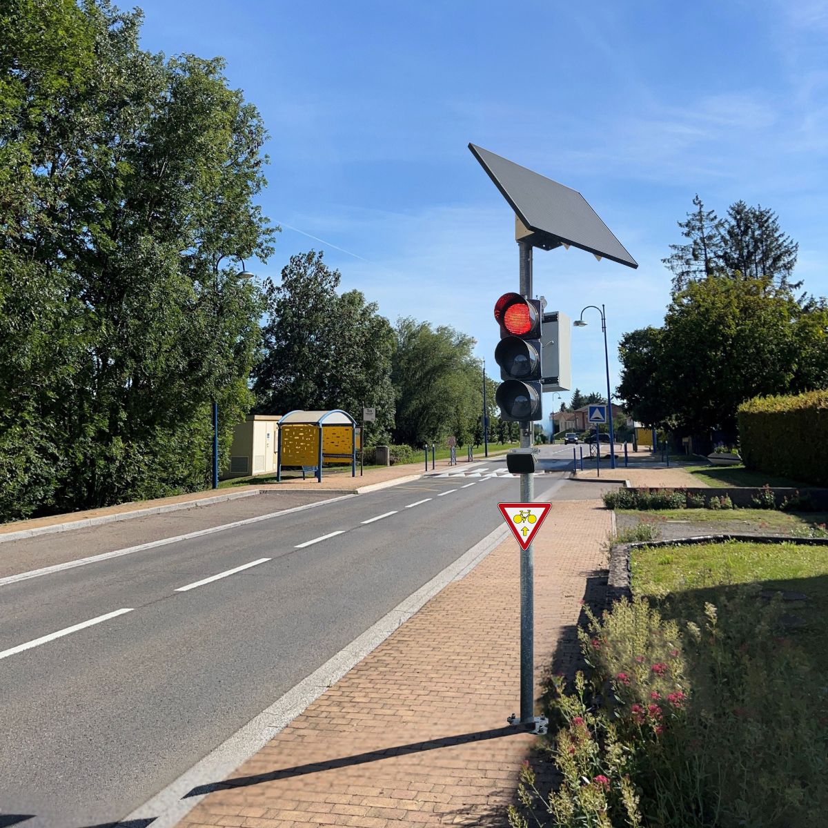 Feu récompense tricolore - Alimentation solaire autonome - Feu intelligent pour réguler la vitesse_0