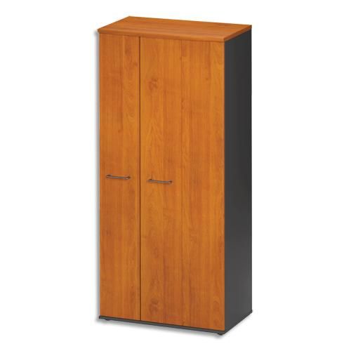 Gautier office armoire 3 portes,1double coulissante jazz aulne gris anthracite 4 étagères l80xh183xp48 cm_0