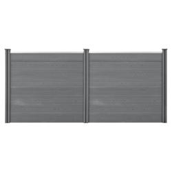 Helloshop26 - Clôtures de jardin brise-vue avec 4 poteaux planches bois composite WPC 165 x 314 cm gris 03_0006581 - 3001805447769_0