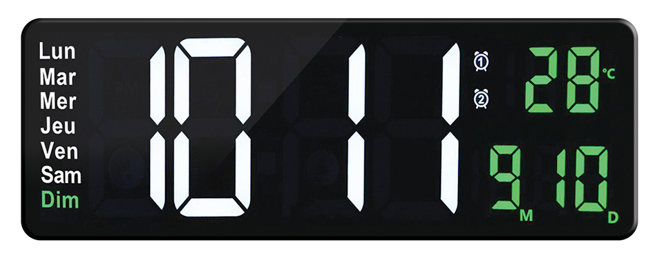Horloge - Calendrier LED - Date - 4 chiffres 10 cm - Chronomètre - 1124AC_0