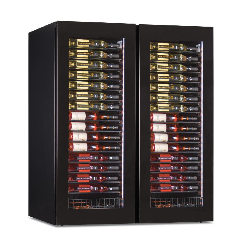 KLIMAITALIA Cave à vin 2 ptes à double température. Portes en verre à l’infini. Éclairage LED. Étagères inox. Thermo num. Mod. SW224-2TB - 3977_0