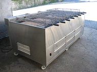 Rôtissoire charbon de bois - 5 grilles rotatives pour 3 poulets ouverts - Fabrication inox_0