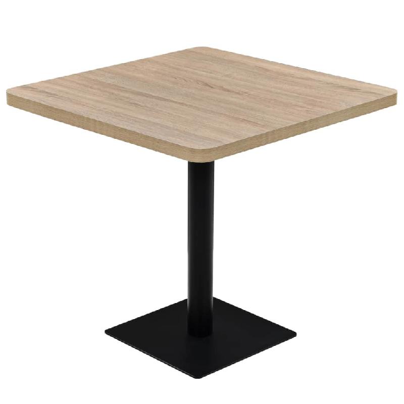 TABLE HAUTE MANGE DEBOUT BAR BISTROT MDF ET ACIER CARRÉ 80 X 80 CM CHÊNE BEIGE 0902108_0