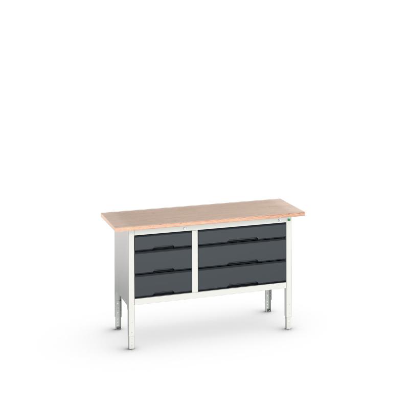Établi Verso Monobloc Fixe Mpx - 6 tiroirs - Hauteur réglable - 1500x600x830-930 mm_0