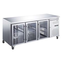 A.C.L - Table réfrigérée 3 portes vitrées - 417 L - GN 1/1 évaporateur traité - inox MM99171020_0