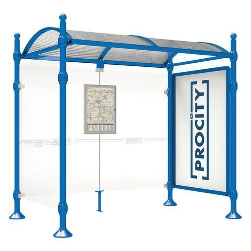 ABRI BUS PROVINCE 2.50 M VITRINE 1 BARD LAT. BOULE BLEU 5010 - PROCITY