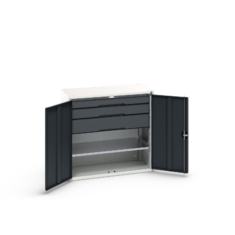 Armoire d'atelier polyvalente Verso - 1 tablette réglable et 3 tiroirs avec glissières - LxPxH : 1050x550x1000 mm_0