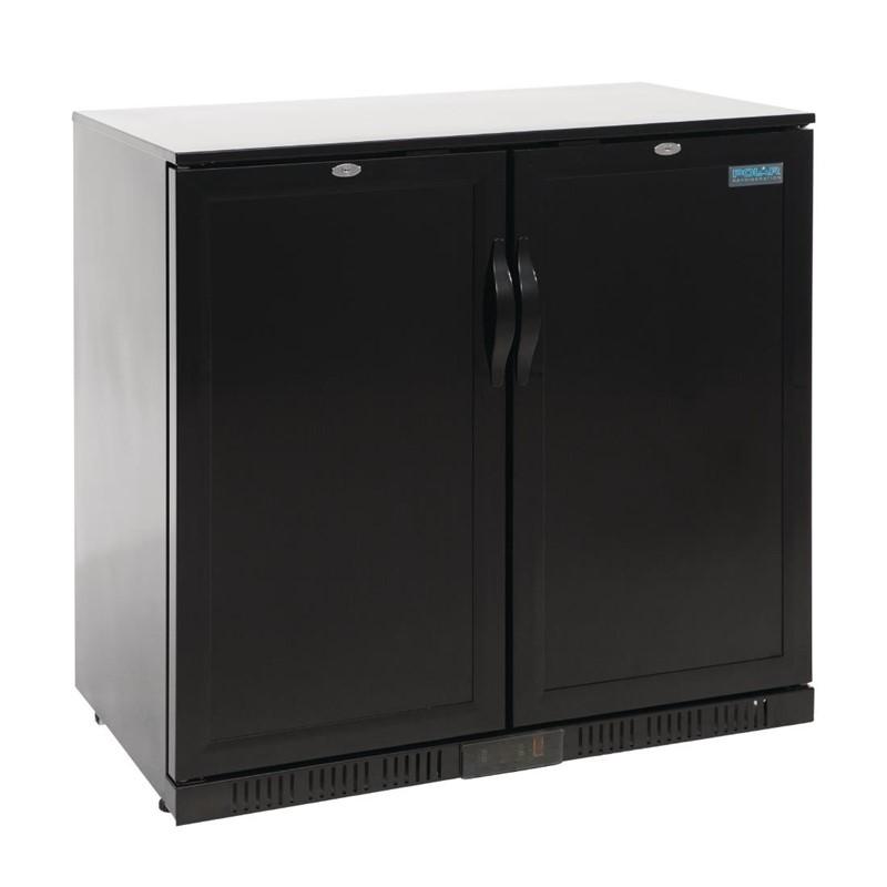 Arrière-bar deux portes pleines pivotantes série g noir 208l - GL016_0