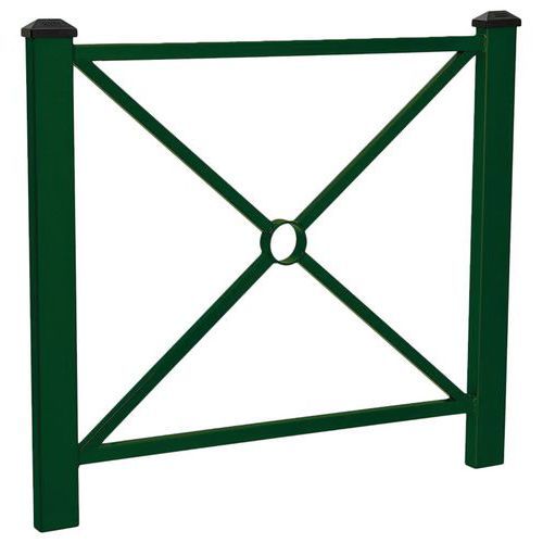 BARRIÈRE PAGODE 1.08 M - 2 POMMEAUX NOIRS - ZINC VERT 6005 - PROCITY