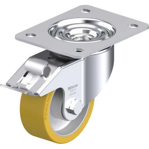 BLICKLE - ROULETTE PIVOTANTE À FREIN Ø 100MM BANDAGE POLYURÉTHANE PU 350KG - LK-ALTH 100K-3-FI