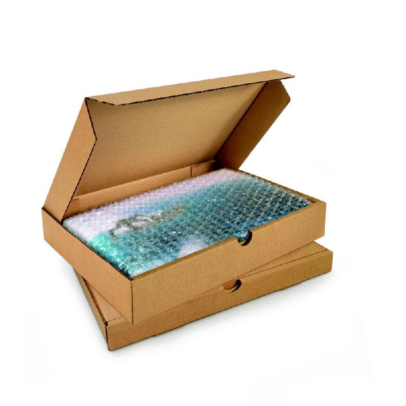 BOÎTE POSTALE PLATE EN CARTON SIMPLE CANNELURE BRUN - FORMAT A4 L.INT. 31 X L.22 X H.5 CM - LOT DE 50