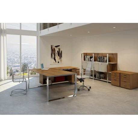 Bureau de direction en bois X7 avec retour et caisson porteur 4 tiroirs - Référence X7C01_SELECTION - Fabricant QUADRIFOGLIO_0
