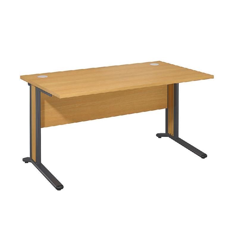 BUREAU DROIT VARIATION TENDANCE - L. 140 X P. 80 CM - PLATEAU HÊTRE - PIEDS ANTHRACITE - CARTERS FINITION HÊTRE