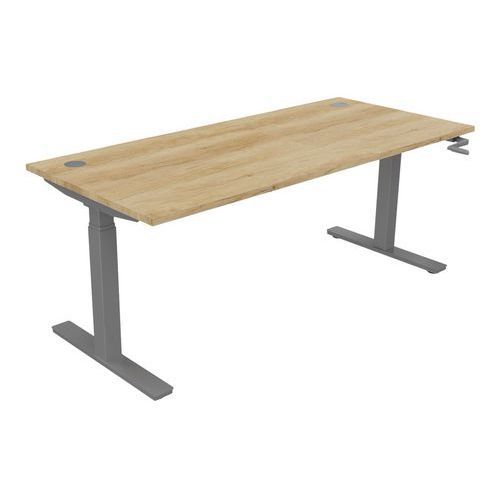BUREAU HAUT.RÉGLABLE MANIVELLE EVO 180X80 CM CHÊNE VIEILLI/ALU - BURONOMIC