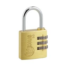Cadenas à code Venus, intérieur, 30mm, anse acier nickelé, 3 chiffres - SP - doré 3150268908017_0