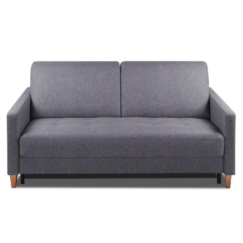 Canapé convertible OGGETTO - Matelas 16 cm - Système express - Sommier à lattes 160 cm - Velours gris anthracite - Fabrication italienne_0