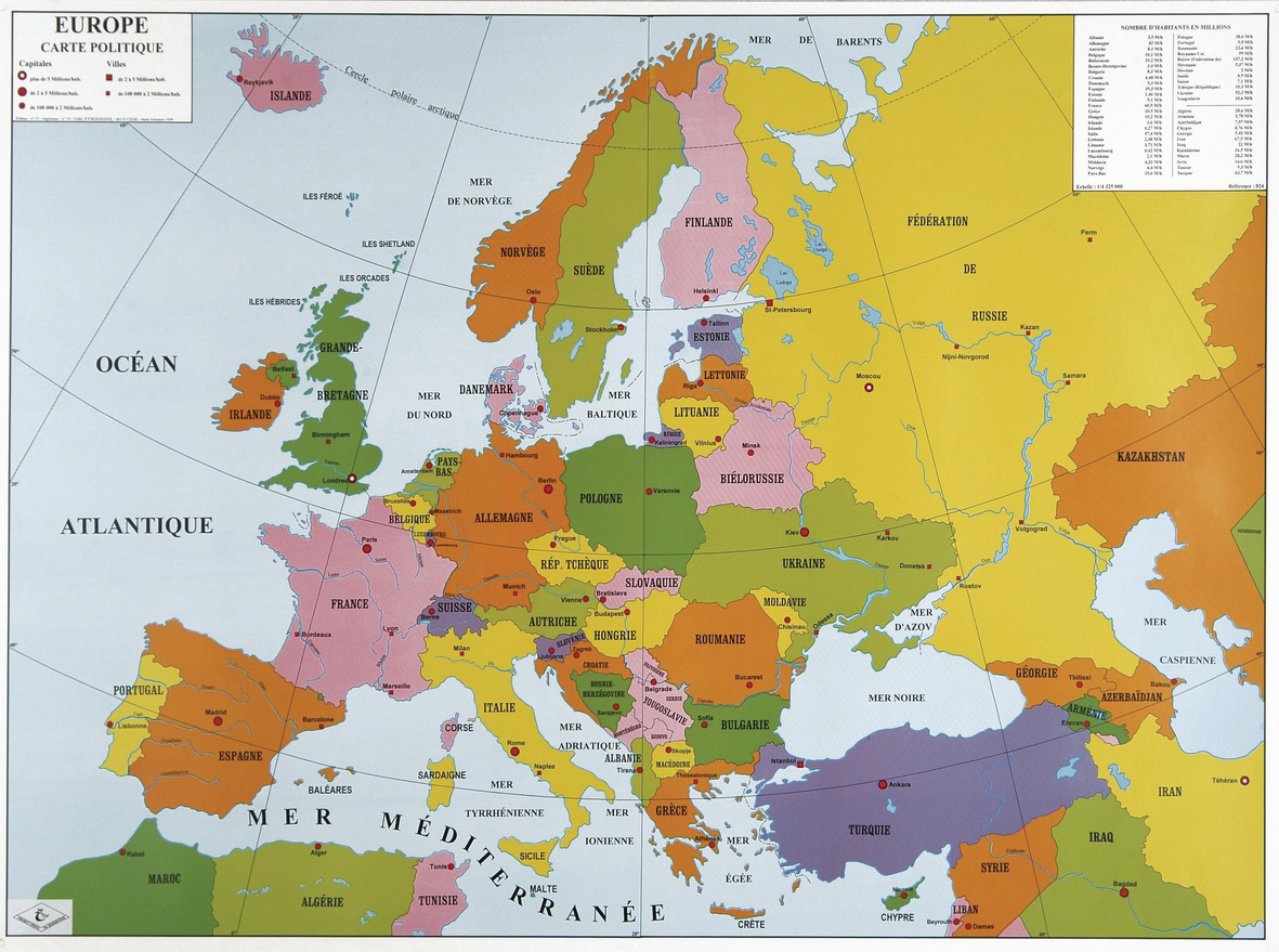 CARTE DE L'EUROPE MURALE DOUBLE FACE