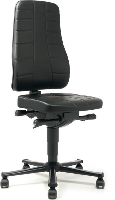 Chaise atelier pivotante Highline rouleaux rembourrage simili cuir noir 450-600 mm BIMOS_0
