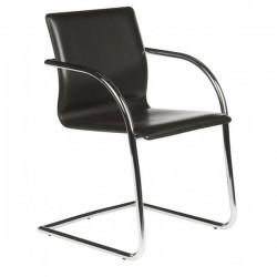 Chaise de réunion modèle Ralph - Sitek - piètement luge chromé et revêtement en similicuir_0
