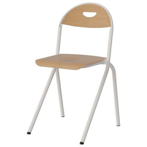 CHAISE MALIBU AST - T7 - ASS/DOS HÊTRE / ACIER BLANC 9016 - MANUTAN EXPERT