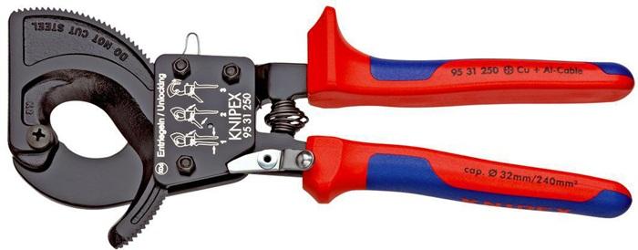 Cisaille à câbles KNIPEX - Longueur 250 mm - Max. 32 mm (240 mm²) - Gaines multicomposants_0