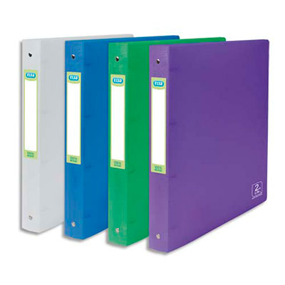 CLASSEUR 4 ANNEAUX ELBA 2ND LIFE - EN POLYPROPYLENE 5/10E RECYCLE - DOS 2 CM - A4 - COLORIS ASSORTIS - LOT DE 12