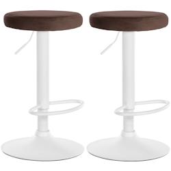 CLP Lot de 2 tabourets de bar Ponte velours Marron/Métal blanc mat - marron textile 323478_0