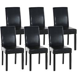 CLP Lot de 6 Chaises de salle à manger Ina similicuir avec pieds en Bois Marron/Noir - marron polyester 181068403_0
