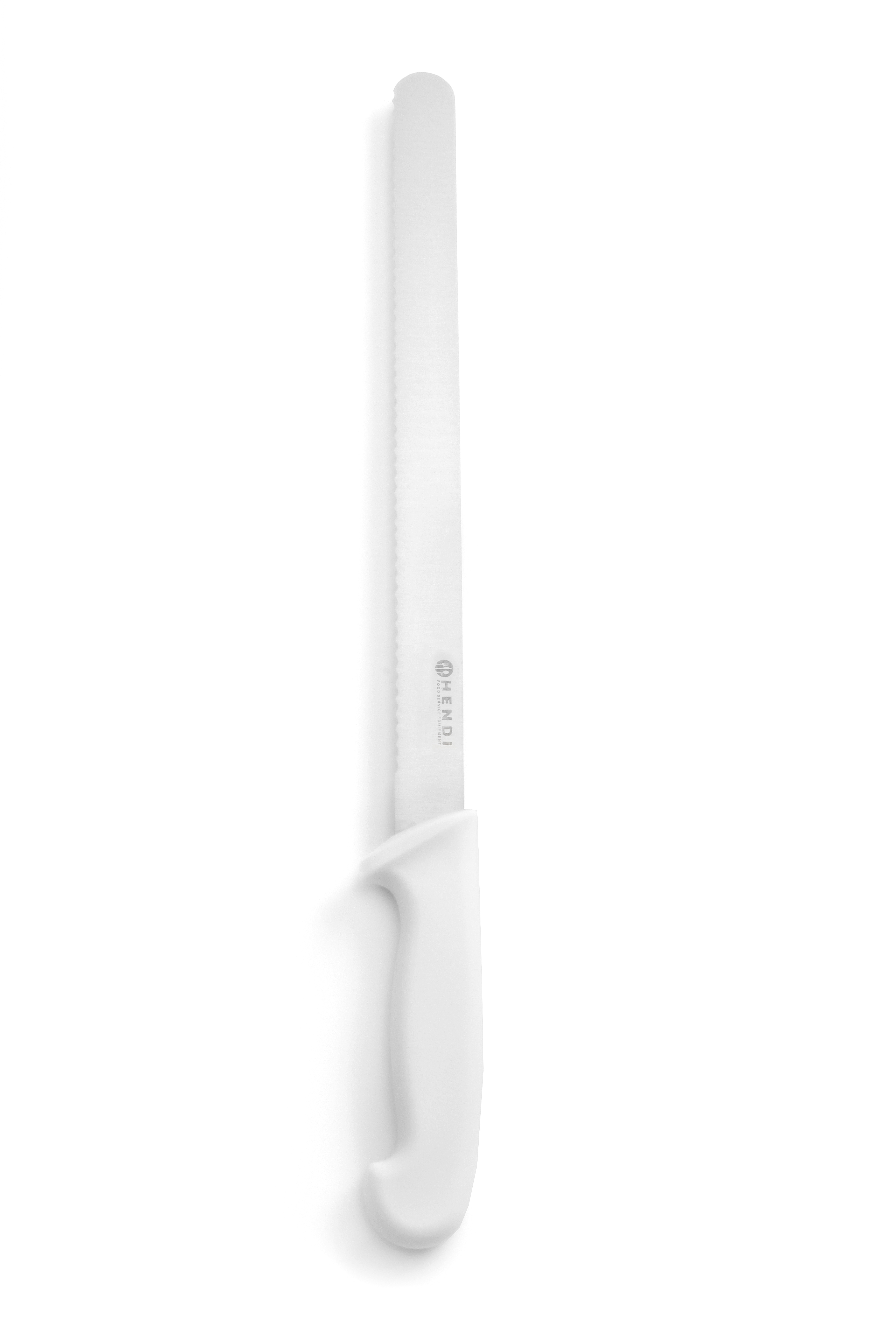 COUTEAU À PAIN À LAME DENTELÉE, MANCHE EN PLASTIQUE, 300MM, BLANC