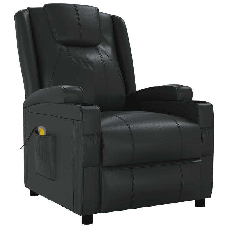 Décoshop26 - Fauteuil de relaxation avec fonction massage 6 points de massage en PVC noir DEC029241 - noir 3000257278853_0