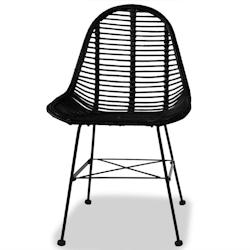 Décoshop26 - Lot de 4 chaises de salle à manger cuisine noir Rotin naturel  CDS021793 - noir 3000017021538_0