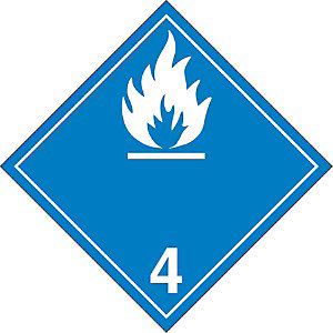 ETIQUETTE DE DANGER AUTOCOLLANTE SUPPORT VINYLE TOUS MODES DE TRANSPORT CLASSE 4.3 100X100MM