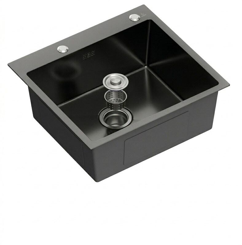 Évier sous plan en acier inoxydable AISI 304, 195 x 540 x 490 mm | Gasfrit - noir APK_GFYL14_0