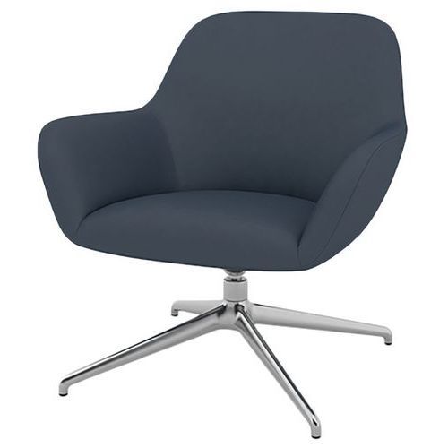 FAUTEUIL CITY DOSSIER BAS PIED ALU ENDUIT PVC GRIS BLEU - QUADRIFOGLIO
