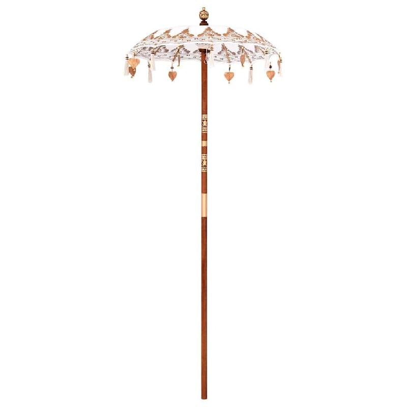 Helloshop26 - Parasol balinais rond grande ombre 95 x 95 x 260 cm en coton crème 02_0058825 - Bambou 3000240797781_0