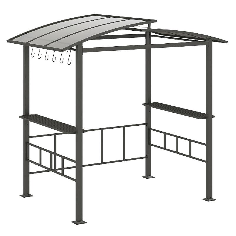 Helloshop26 - Tonnelle de barbecue avec toit rigide 248 x 150 x 232 cm abri anti-vieillissement 2 étagères modernes en polycarbonate 20_0019140 - Po_0