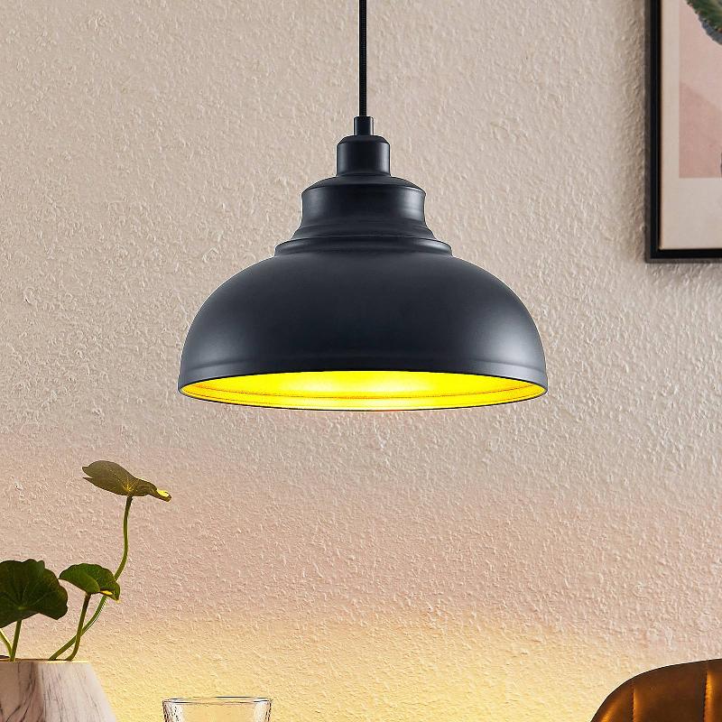 SUSPENSION LINDBY EMNA, À 1 LAMPE, NOIR/OR, MÉTAL, Ø29CM