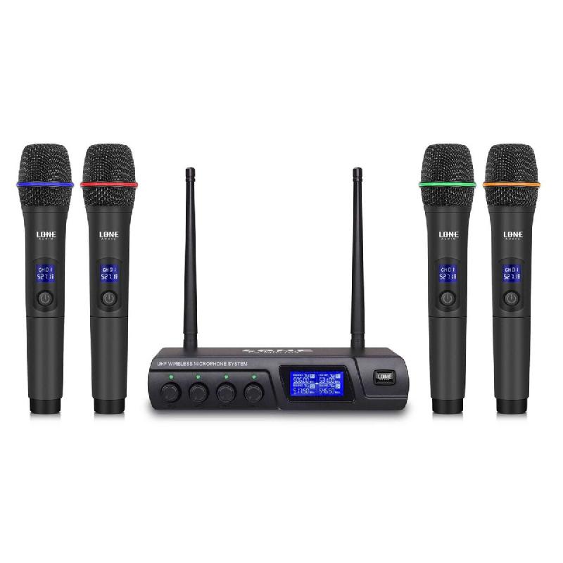 Lone Audio LA-MIC104 Microphones récepteur UHF double canaux 4 microphones main - 523.7 MHz - 527.7 MHz - 553.7 MHz - 555.1 MHz - 3701567911743_0