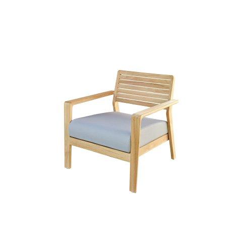 LOT DE 2 - FAUTEUIL LOUNGE D'EXTÉRIEUR CLAIN - TISSU - BOIS TECK